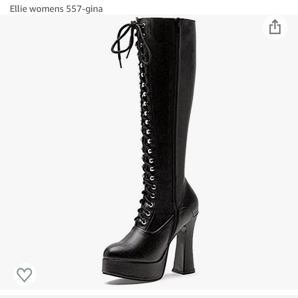 Knee high dancer platform boot- black lace up